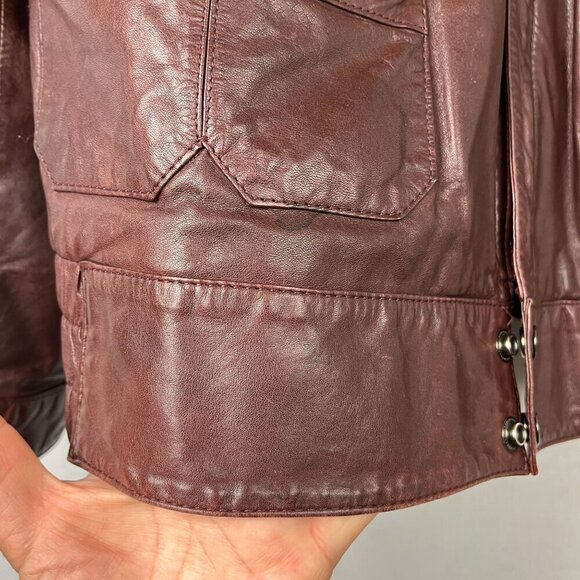 Vintage Fantastic International Leather Cargo Bomber Jacket Men L Aviator Cognac - Picture 3 of 16